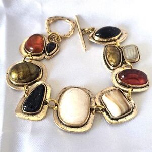 Vintage Multicolor Resin Stone Charm Bracelet